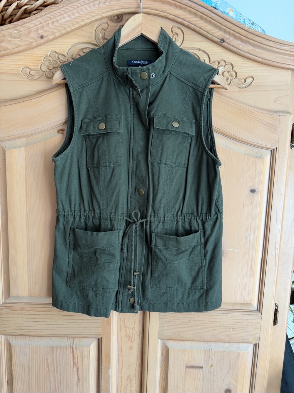 Chadwicks Olive Green Drawstring Utility Vest